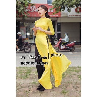 Áo dài lụa vàng trơn - 200802