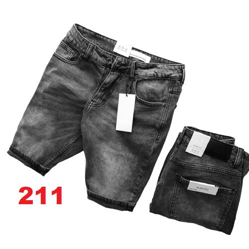 Quần short jean nam màu đen thêu logo chất bò - quần jean ngắn nam co giãn thời trang cao cấp Pn_shop90 ms233