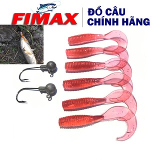[SIÊU RẺ]Bộ 5 mồi mềm jig head kèm 2 lưỡi,Mồi trùn giả câu cá lóc,cá rô siêu nhạy.