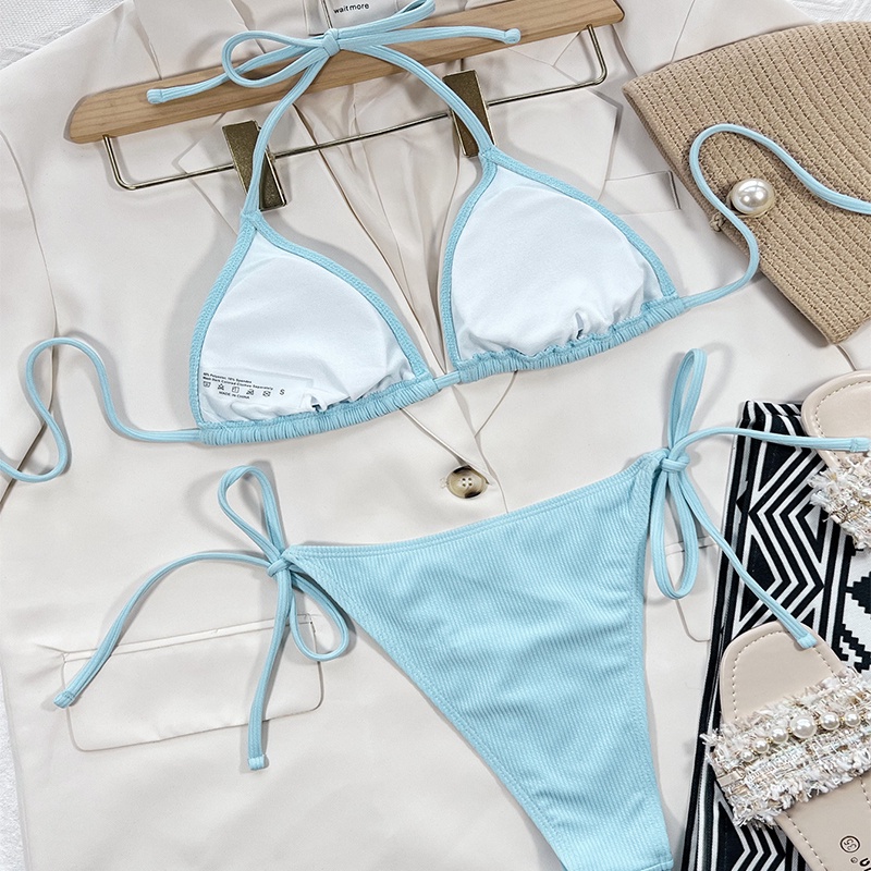 Bộ Bikini 2 Mảnh Màu Sắc Trơn Quyến Rũ Cho Nữ