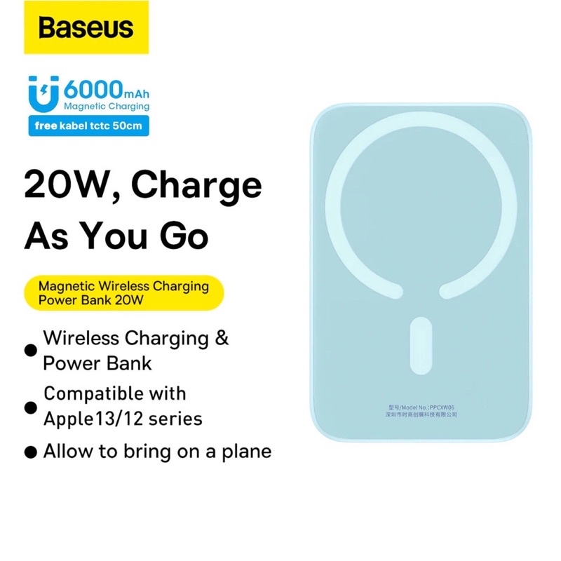 Sạc dự phòng không dây sạc nhanh 20W 6000mah/10000mah chính hãng baseus