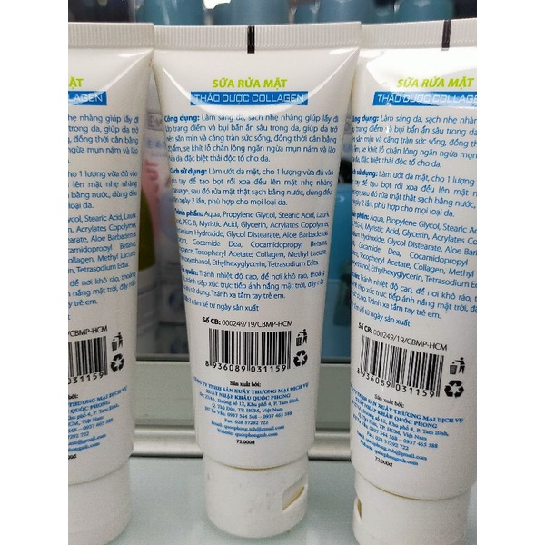 Combo 4 tuýp sữa rửa mặt HHH thảo dược -colagen tuýp
