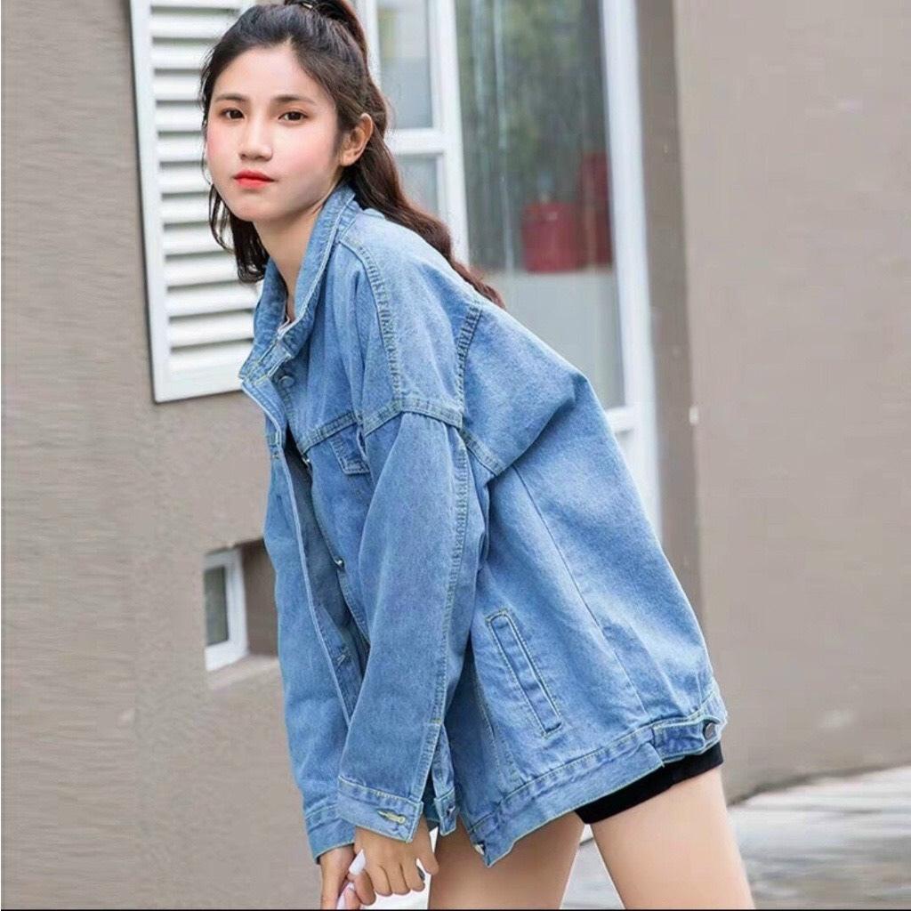 Áo khoác jean nam nữ form rộng áo khoác bò street style chống nắng basic unisex Hàn Quốc AKJ01 chất liệu jean cao cấp