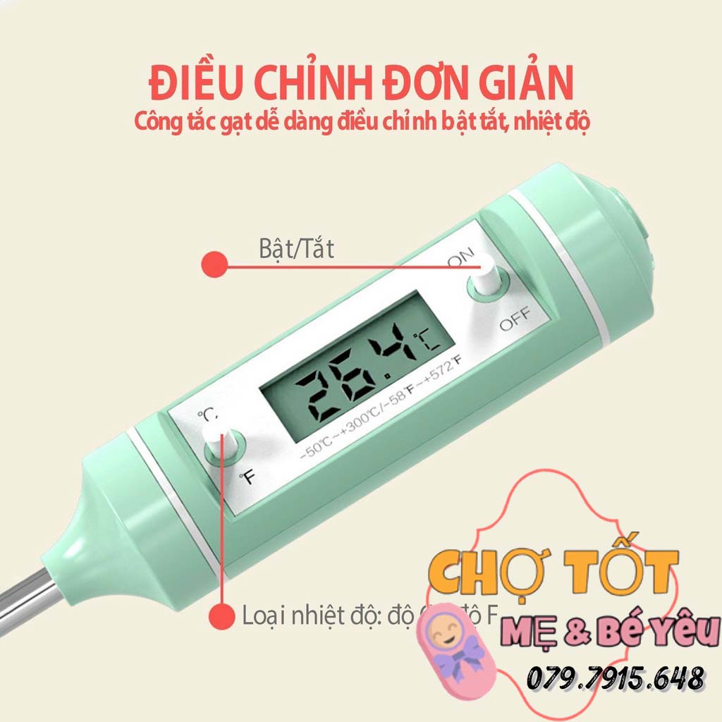 Nhiệt kế điện tử đa năng đo sữa, nước, thức ăn Kichi