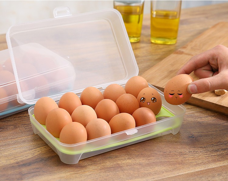 Hộp Đựng Trứng ANAEAT 15 Ô Bằng Nhựa PP Có Nắp Tiện Lợi Để Tủ Lạnh