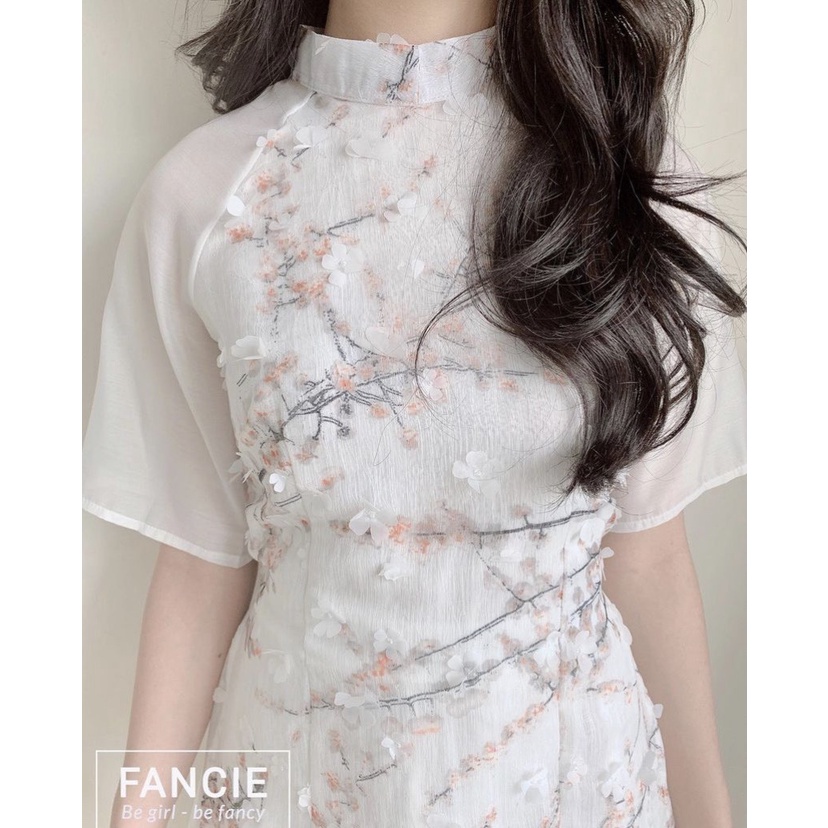 Áo dài tết áo dài cách tân tết dáng suông thêu hoa nổi 3D thời trang mùa xuân | BigBuy360 - bigbuy360.vn