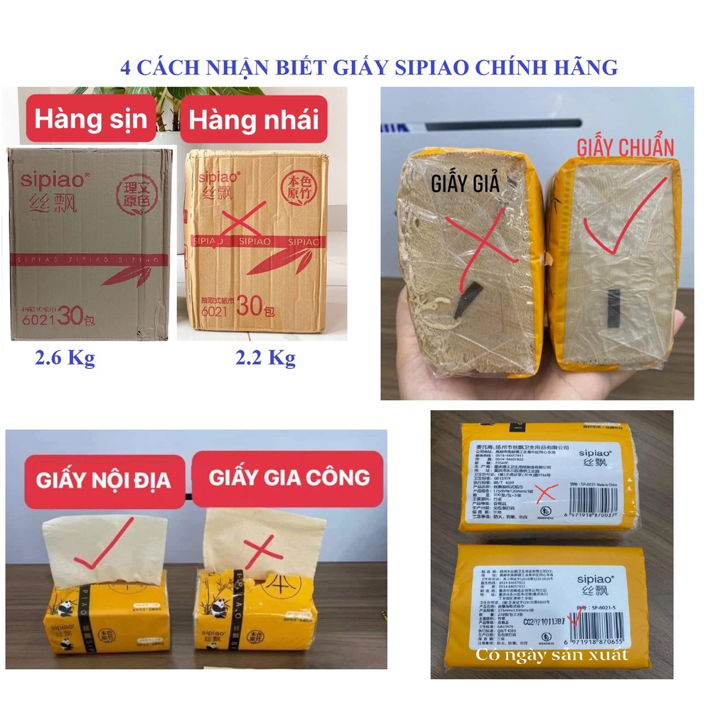 THÙNG 30 GÓI GIẤY ĂN GẤU TRÚC SIPIAO CHUẨN NỘI ĐỊA TRUNG