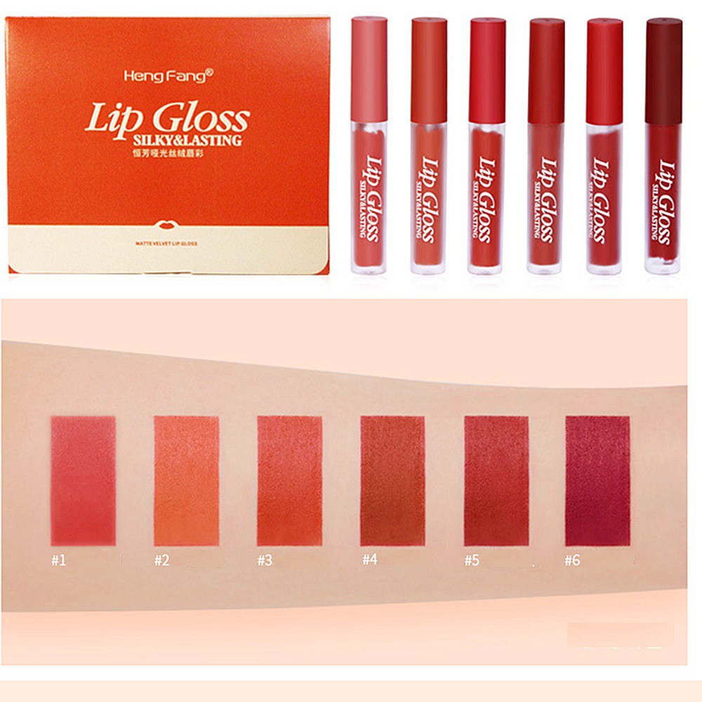 Set 6 Cây Son Kem Lì Heng Fang Lip Gloss Mềm Và Mướt Môi H.7029