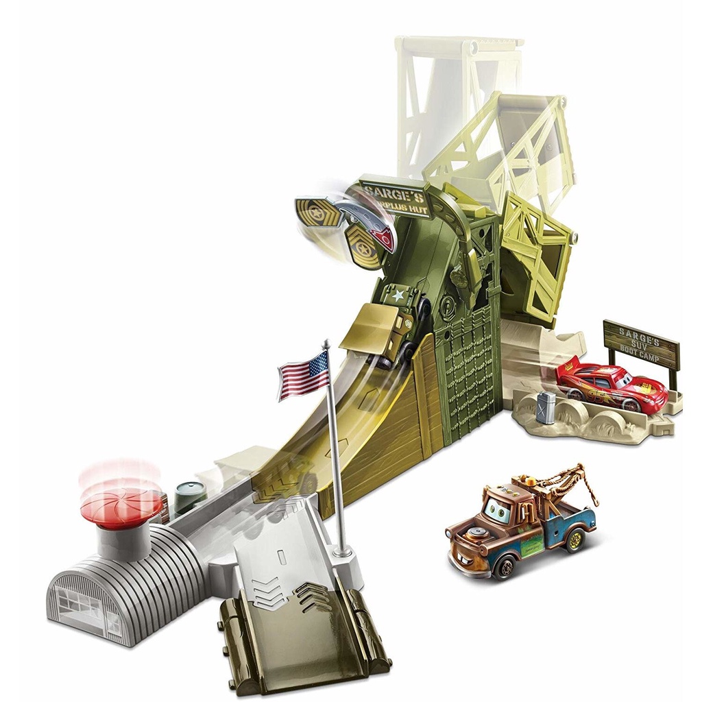 Đồ chơi bộ mô hình đường đua vượt dốc Pixar Cars Sarge's Stuntin' Surplus Playset - DJD90