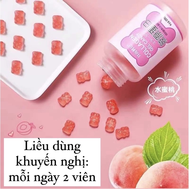 Kẹo collagen gummy hương vị đào kẹo collagen đẹp da Jing Shang Han Ji kẹo collagen nội địa Trung