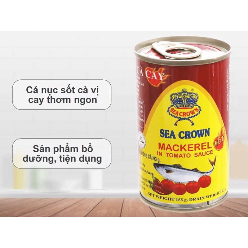 Cá nục sốt cà vị cay, không cay Sea Crown, Pompui hộp 155g
