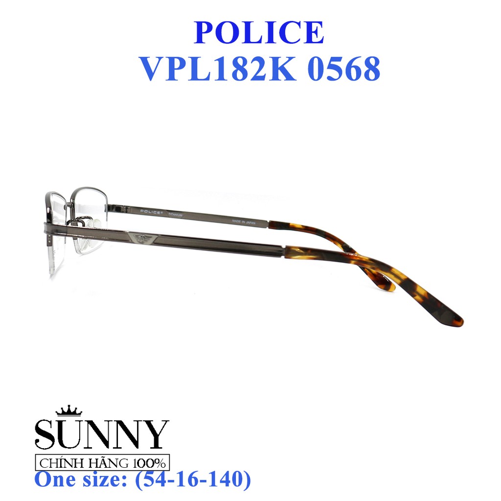 Gọng kính thời trang chính hãng Police VPL182K 0568 (54-16-140), thiết kế dễ đeo bảo vệ mắt