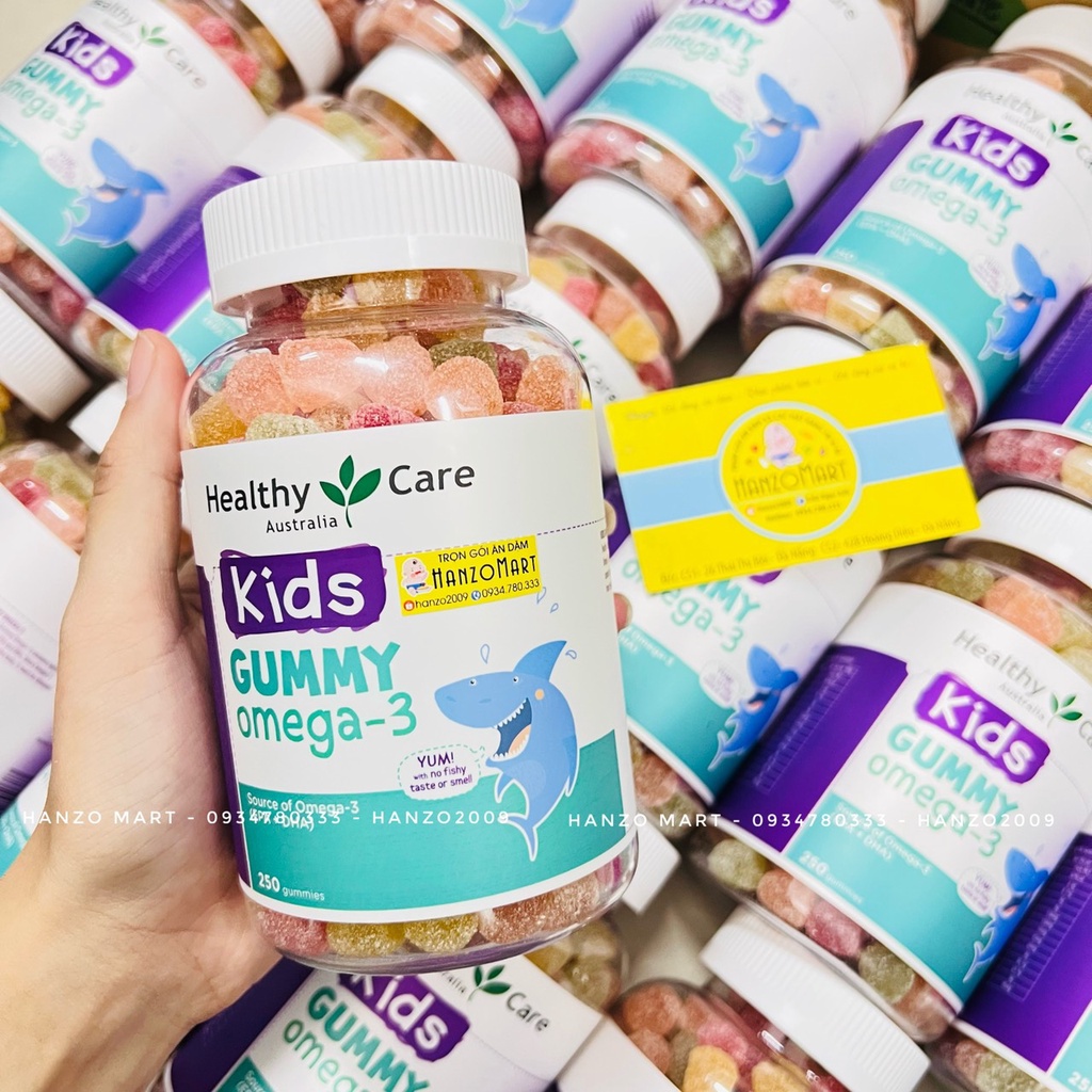Kẹo Dẻo Dha Cho Bé Từ 2 Tuổi Healthy Care Gummy Omega 3, Úc 250 Viên Hỗ Trợ Mắt Sáng, Thông Minh