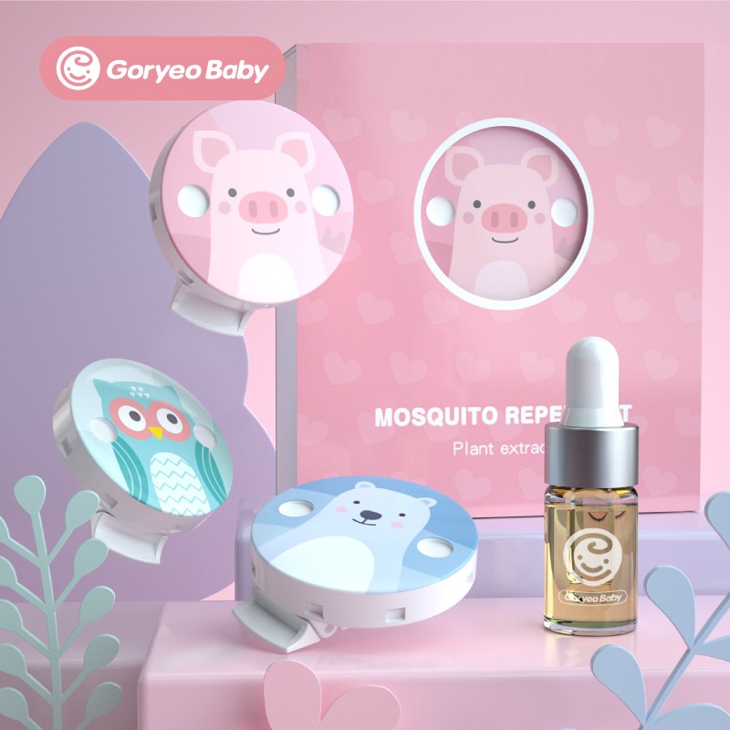 Kẹp đuổi muỗi chính hãng Goryeo Baby Hàn Quốc [Hình dễ thương, kèm tinh dầu]