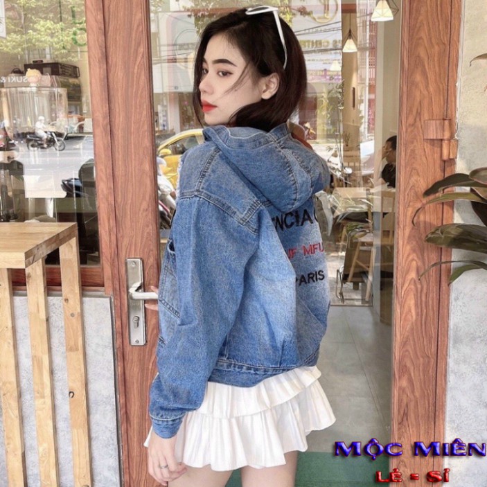 Áo Khoác Jeans Nữ Có Mũ FORM DÀI Cao Cấp Siêu Thời Trang HÀNG CÓ SẴN-Ảnh -Thật-KÈM VIDEO- - NEW