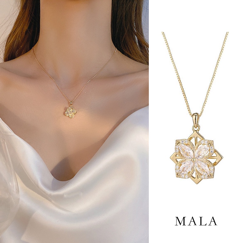 Vòng cổ MAYEBE LAVEND thép titan mạ vàng 18k đính đá nhân zircon chất lượng cao tinh tế