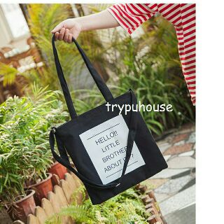 Freeship 99k TQ_Túi tote đeo chéo A4 Hello Little Brother
