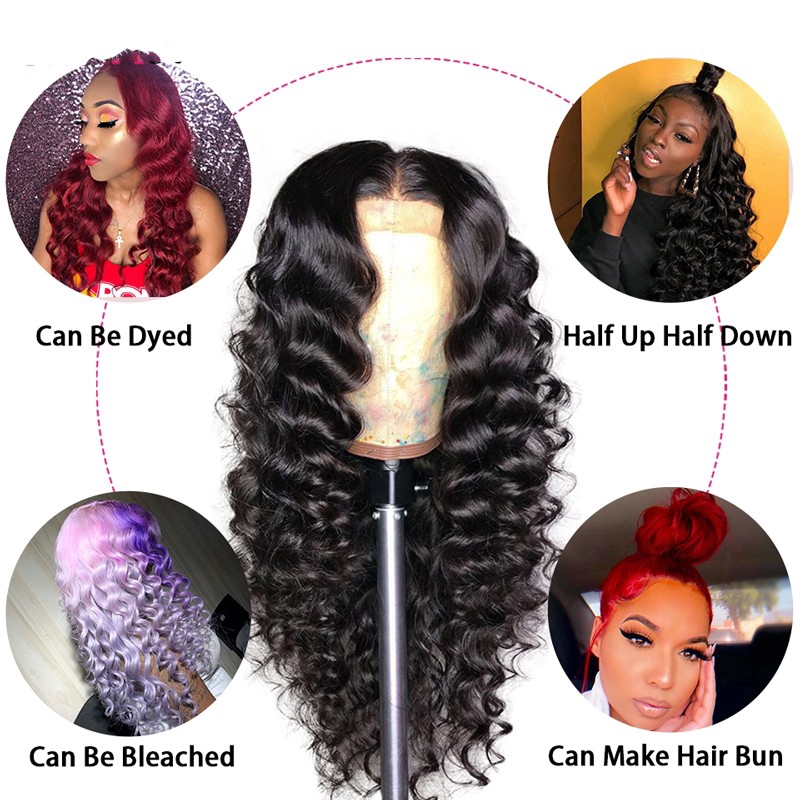 Tóc Giả Xoăn Dài Màu Đen Tự Nhiên 26 Inch