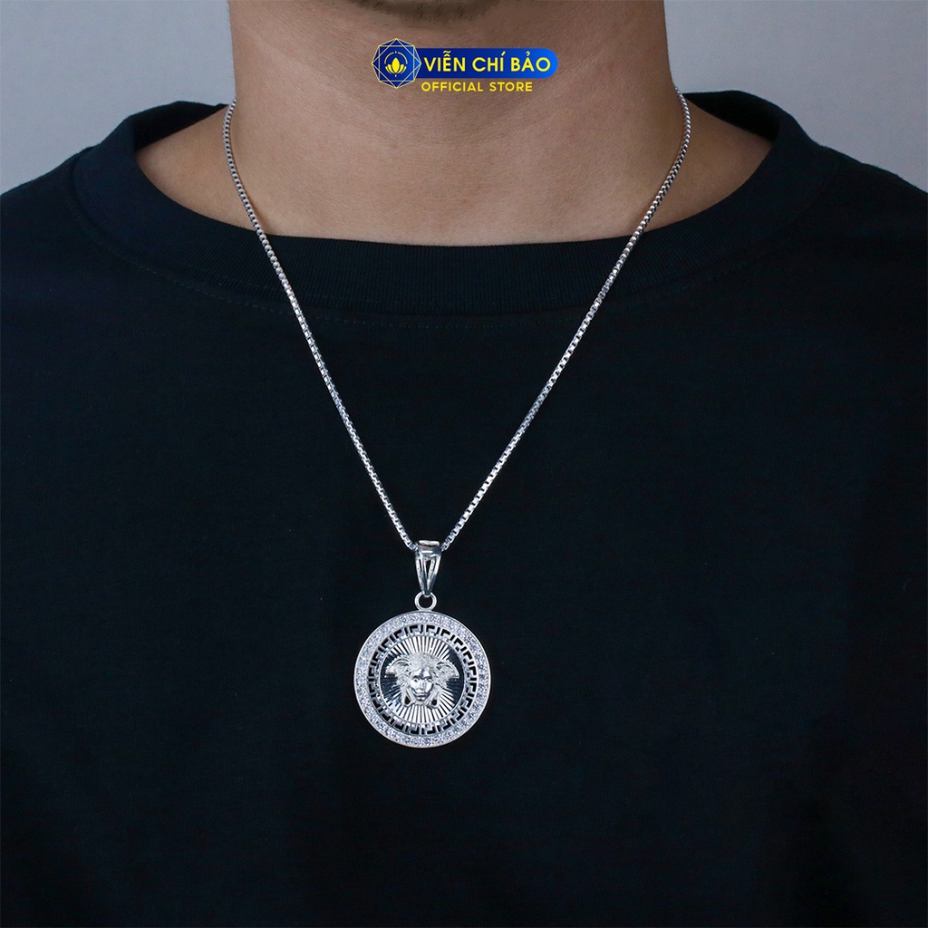 Mặt dây chuyền bạc nam versac tròn đính đá chất l;iệu bạc 925 thời trang phụ kiện trang sức Viễn Chí Bảo M300505