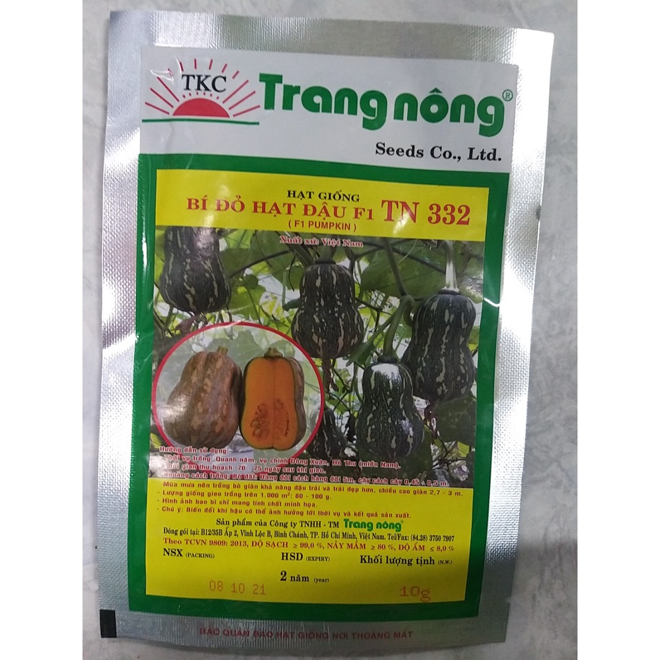 Hạt giống bí hạt đậu F1 TN 332 Trang Nông gói 10g