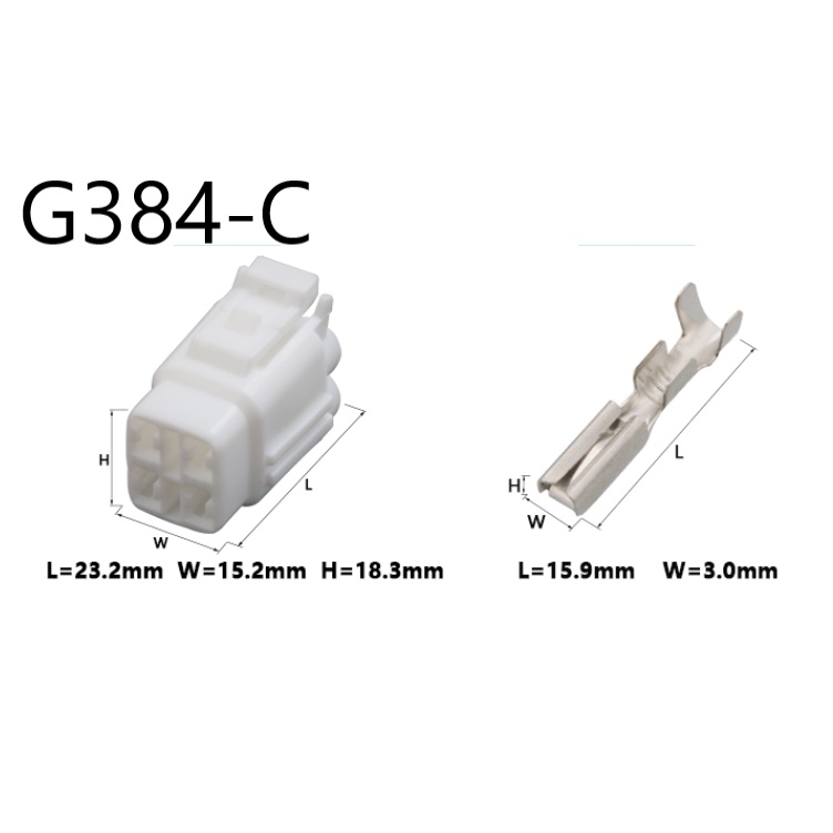 G384-Giắc cắm Đầu nối chống thấm nước 4 lỗ đèn pha 2.2mm