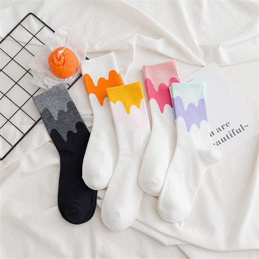 Vớ Cổ Cao In Hình Que Kem Cầu Vồng Dễ Thương Phong Cách Harajuku Cho Nam Và Nữ