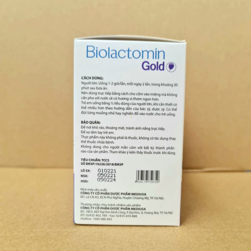 Cốm Biolactomin gold hỗ trợ tiêu hóa trẻ biếng ăn kém hấp thụ - Hộp 30 gói