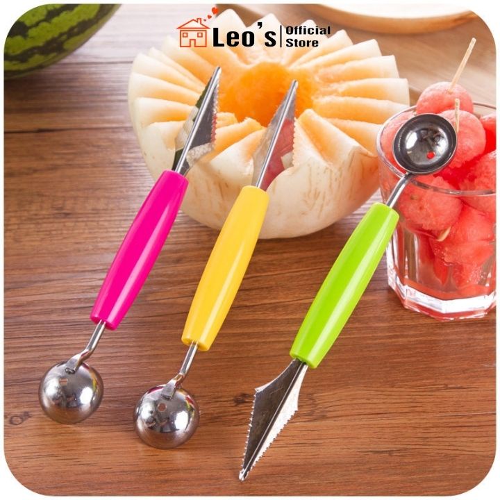 Dao tỉa hoa quả cao cấp 2 đầu bằng inox dễ sử dụng tạo hình đẹp cho rau củ quả Leo’s_official