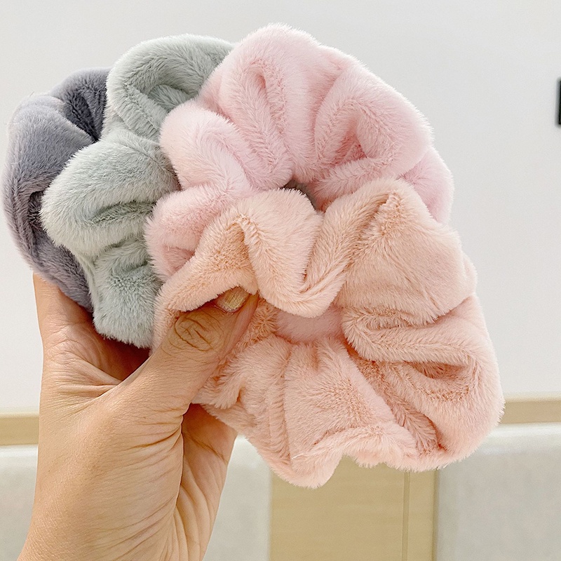 Dây buộc tóc bằng vải lông thỏ mềm mại đáng yêu