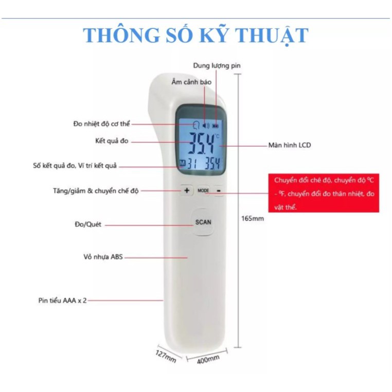 Nhiệt Kế Điện Tử Hồng Ngoại Infrared CK-T 1803  Chất Lượng Tốt Đo Sốt Trán-Tai ,Nhiệt Độ Nước-Phòng-Thức Ăn nhanh chóng.