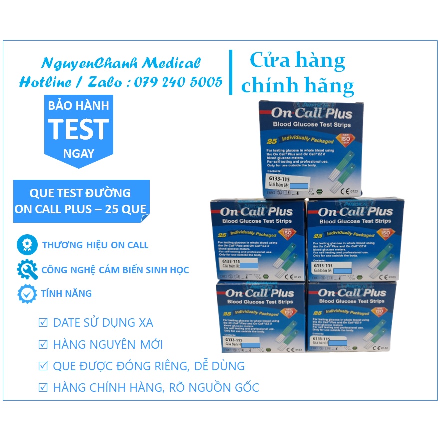 Hộp 25 que thử đường huyết On Call Plus - Chính Hãng ACON | Que đo đường, Que test đường