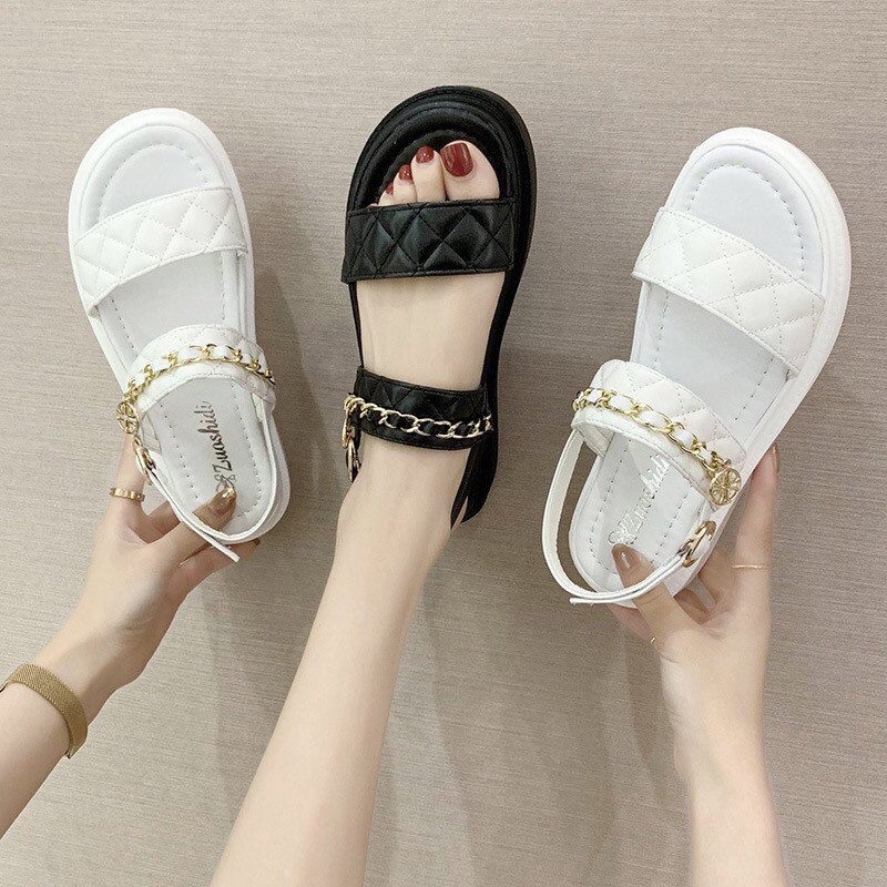 ( 2 Màu ) Sandal Nữ Quai Xích Mới Kiểu Dáng Sang Chảnh Cực Chất Cho Các Nàng