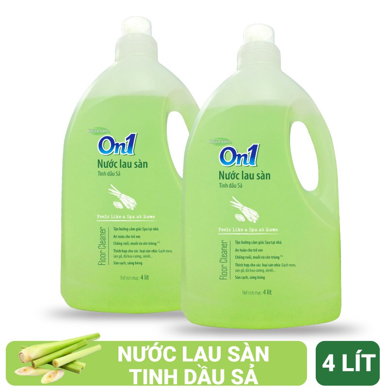 Nước lau sàn On1 tinh dầu Sả 4L - Sàn sạch, sáng bóng