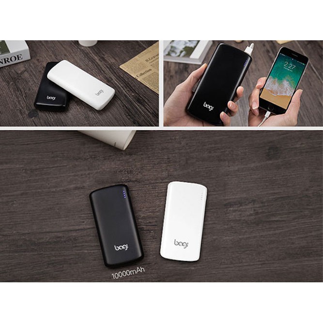 Pin sạc dự phòng 2 cổng USB dung lượng 10000mAh thương hiệu Bagi (Màu Đen) - Tặng kèm cáp sạc-PBP10