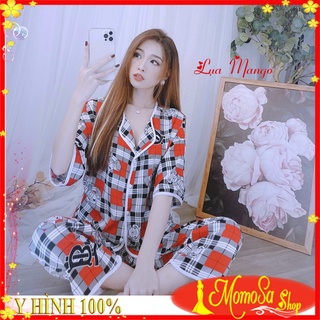 Đồ bộ nữ mặc nhà quần dài lụa mango mềm mịn momosa shop