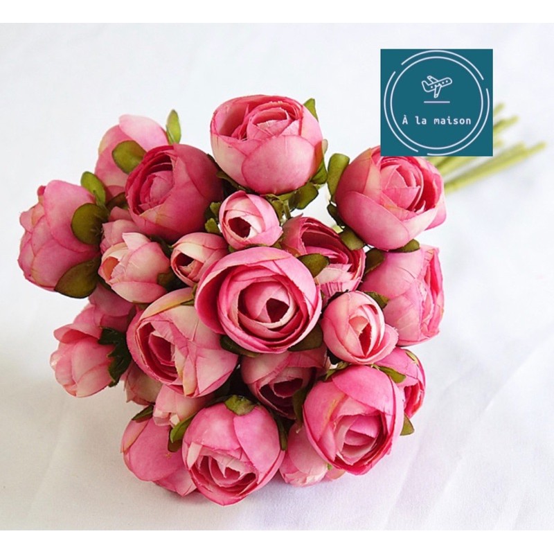 Bó hoa mao lương hồng đậm cao 30cm, hoa cô dâu cao cấp