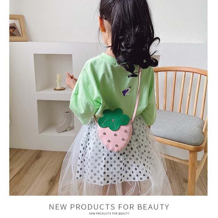 Túi đeo chéo hình QUẢ DÂU dễ thương phong cách Hàn Quốc cho bé gái TX04