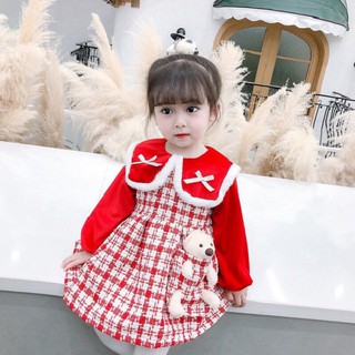 🐻🐻 váy dạ đỏ kèm gấu cưng xỉu - vbg-dạ-túi-gấu