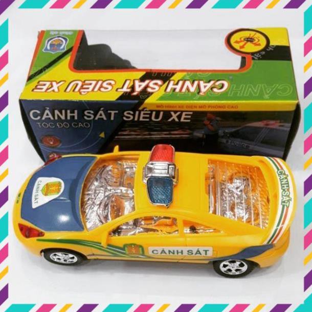 [FREESHIP] Xe cảnh sát chạy pin có đèn, nhạc, xoay 360° 512