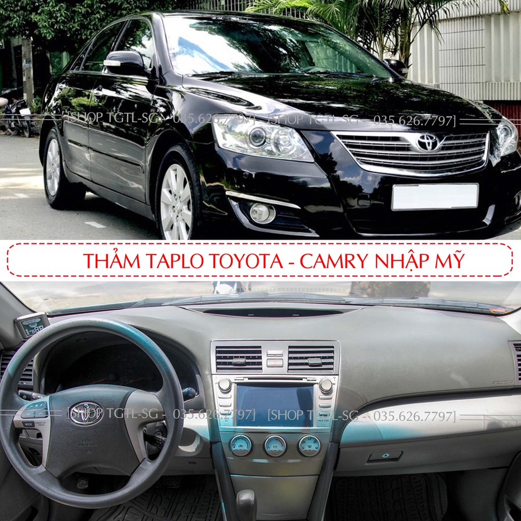 [Camry LE2.0 2008-2014] Thảm Taplo oto loại da vân gỗ,da cacbon,da nỉ đen và nhung lông cừu dày 3 lớp