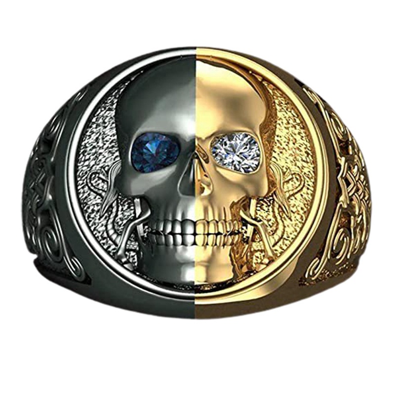 Nhẫn hình đầu lâu đính đá thời trang cho nam