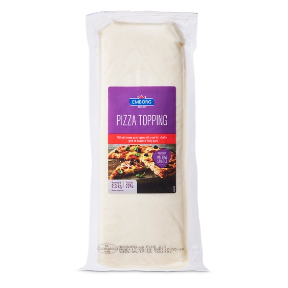 Phô Mai Mozzarella Pizza Topping PHỦ KEM NHẸ Emborg KHỐI 0.5KG - DATE 2022