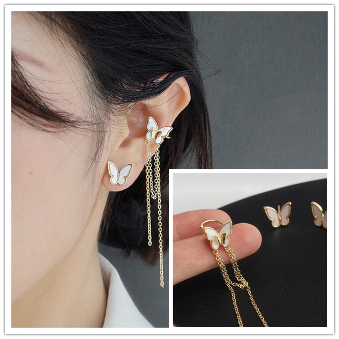 Khuyên Tai Dạng Kẹp Hình Bướm Màu Trắng Phong Cách Hàn Quốc Mới 2022 Niche Ins Không Xỏ Lỗ Dành Cho Bạn Nữ