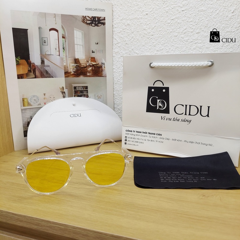 Kính Mắt Tròn Tròng Vàng Thời Trang CIDU Mk19