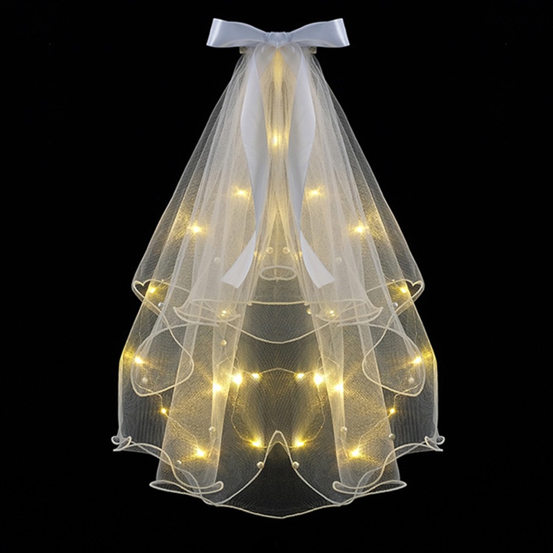 Ch *  Mạng Che Mặt Đèn led Nhiều Lớp Dành Cho Cô Dâu Trong Tiệc Cưới