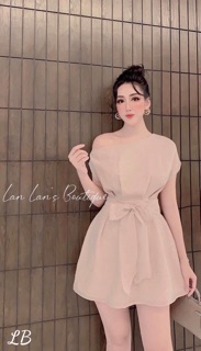 Váy lệch vai tơ lụa siuuu hottt(ảnh thật shop chụp)