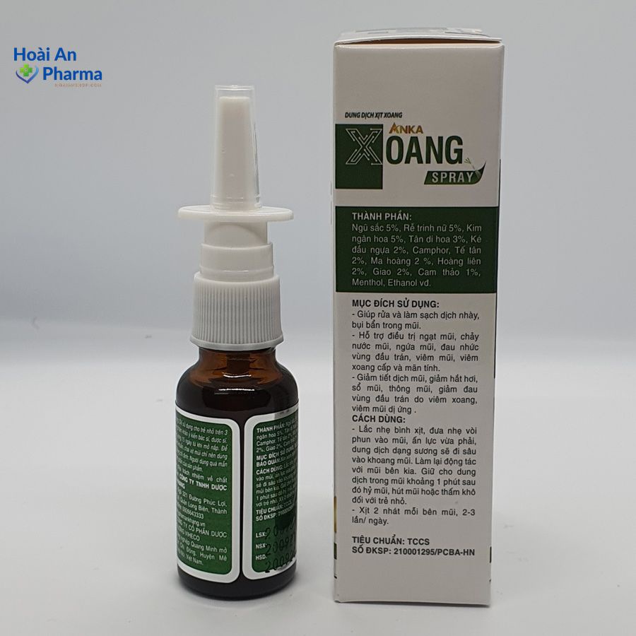 Xịt xoang mũi Anka Xoang Spray, hỗ trợ viêm xoang, viêm mũi, viêm mũi dị ứng