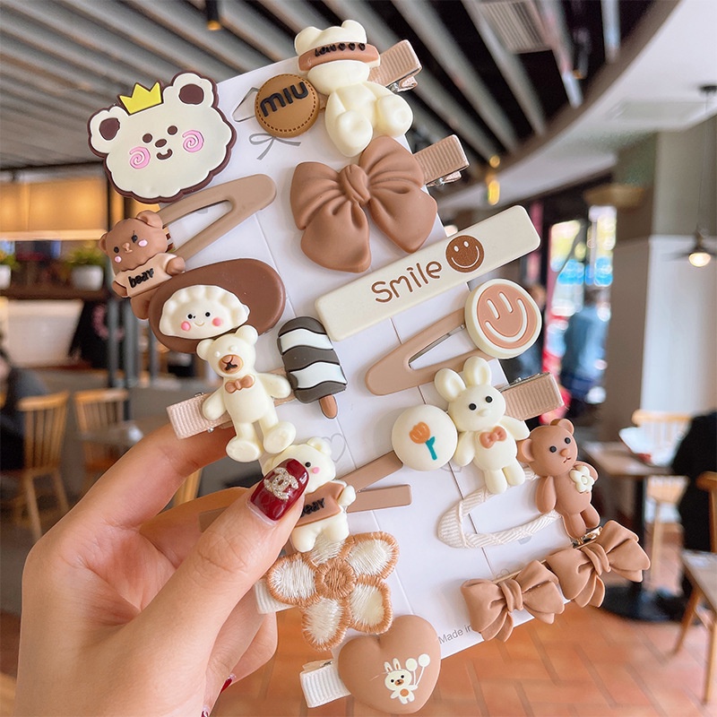 Set 14 Kẹp Tóc Hoạt Hình Dễ Thương Cho Bé Gái