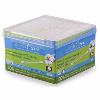 Bông tăm hữu cơ Silvercare hộp 200 cái, rất tiện lợi, an toàn cho bé