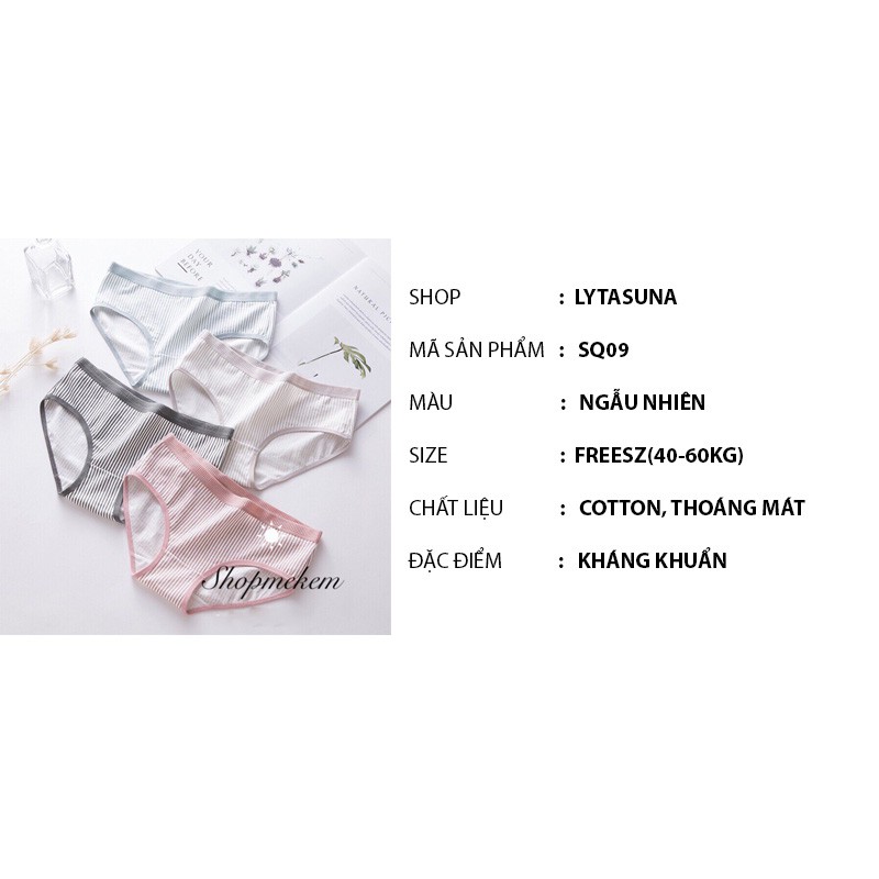 [Mã 12FASHIONSALE1 giảm 10K đơn 50K] Quần lót nữ chất cotton kẻ sọc cao cấp kháng khuẩn viền mỏng mềm mịn SQ09 | BigBuy360 - bigbuy360.vn